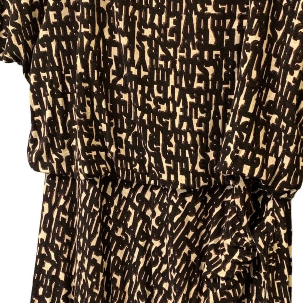 NIC+ZOE Abstract Print Stretch Knit Knee Dress Size PM Black Tan Lined - Picture 3 of 6